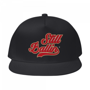 Still Ballin' Black Snap Back Cap With Red Print Contrast Logo