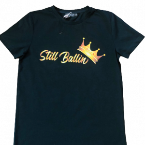 Still Ballin'® Legends Black Crew Neck T-Shirt – Gold Gradient Crown Edition