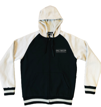 Still Ballin' Signature Zip Through Hoodie - Black/Marl Grey