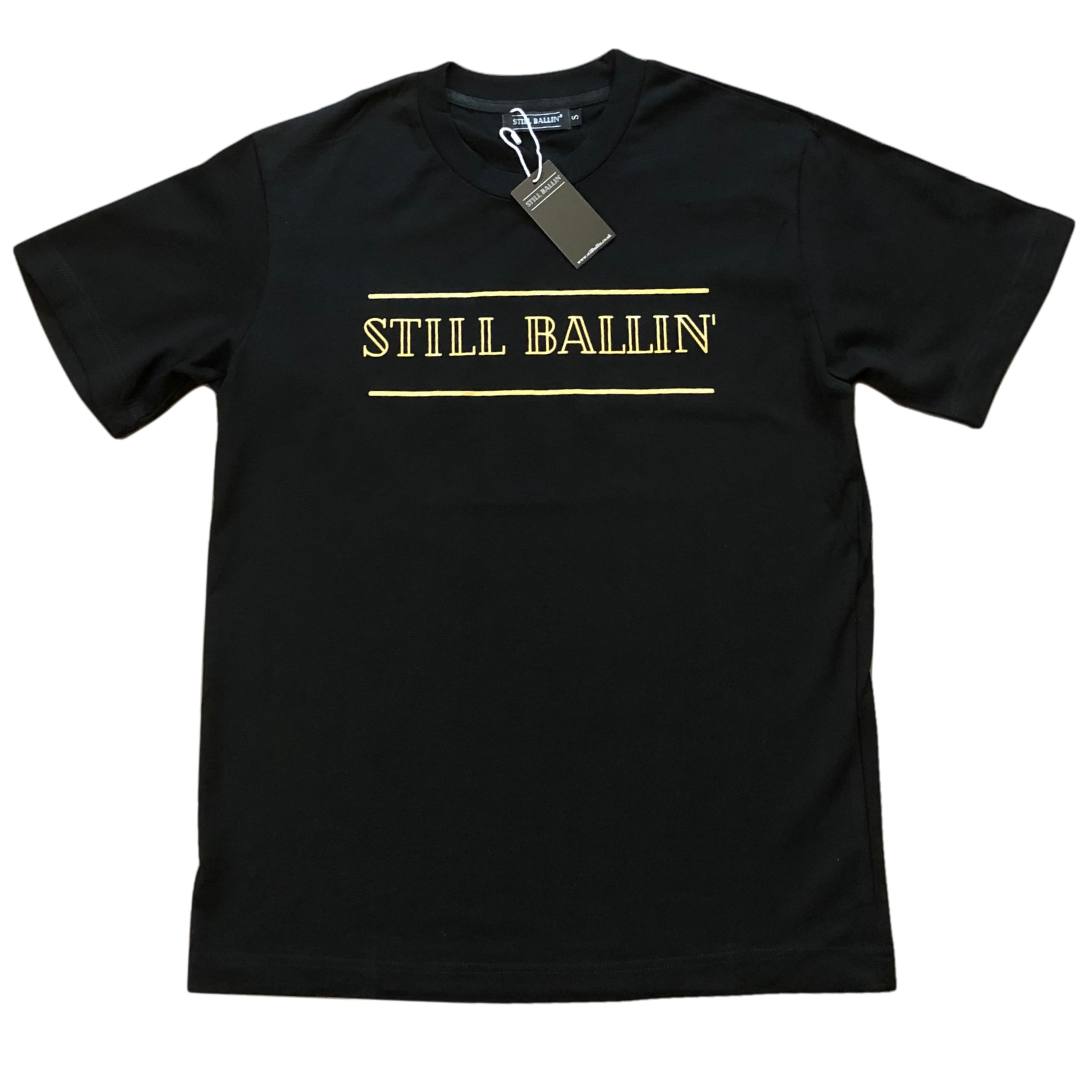 Still Ballin'® Signature OG Black Crew Neck T-Shirt – Gold Foil Edition