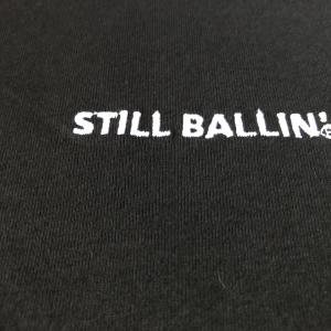 Still Ballin' Circle Emblem Black Crew neck Embroidery T-shirt